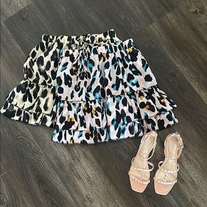 Two Leopard Print Ruffle Skirts